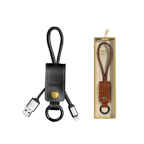 Original Remax Leather Key Ring With Charging Cable