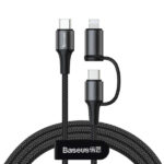 1. Baseus twins 2 in 1 cable Type-C to Type-C 60W 20V3A Ip 18W 9V2A 1m Black